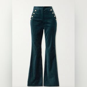 Veronica Beard Verity Button-embellished Cotton-blend Velvet Flared Pants - Size
